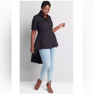 Lane Bryant High-low Black Button-Up Pelum Blouse